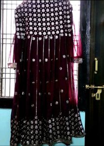 New Purple Heavy Embroidered Party Wear Dress