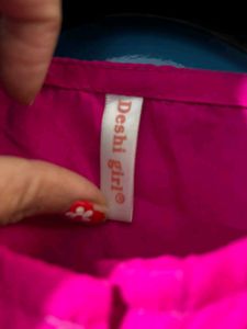 Vibrant Pink Balloon Sleeve Peplum Top