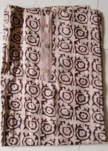 Brown Printed Unstitched Suit Set