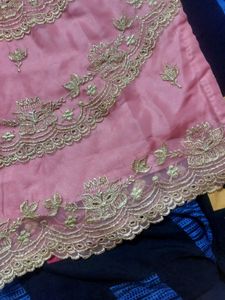 pakistani Beautiful Pink sharara Set with Gold Emb