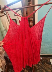 Red Printed Spaghetti Strap top