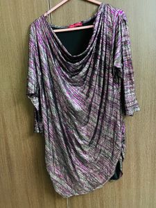 imported metallic silver pink black top for sale