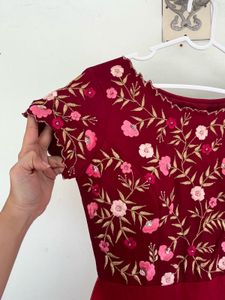 Elegant Red Embroidered Ethnic Gown