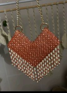 Sparkling Beaded Clutch with Pearl Tassels