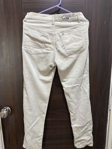 Off White Courdroy Pants For Ladies