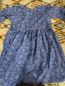 Blue Floral Print Frock