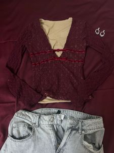 stylish lace full sleeve top