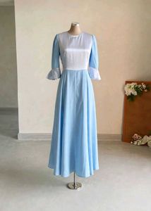 Elegant Blue & White Maxi Dress