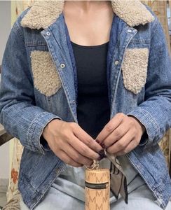 oversized Denim Jacket with Sherpa Collar