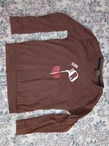 Cute Brown Long Sleeve Top