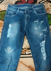 Stylish Ripped Blue Denim Jeans