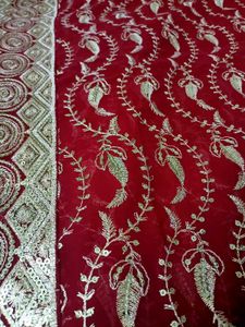 🌹Red &amp; Gold✨ Premium Embroidered Fabric