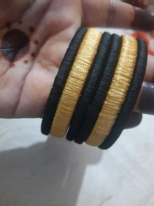 Black and Gold Silk Thread Bangles