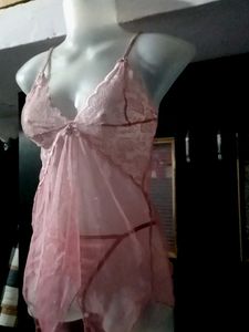 Charming Pink Babydoll Lingerie Set
