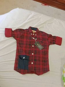 Red Plaid Button-Down Shirt