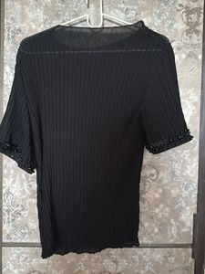 Elegant Black Beaded Top