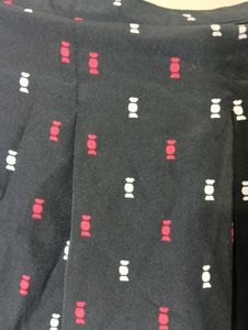 black Printed Skort