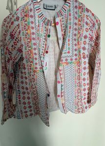 Boho Embroidered Cotton Kurta Jacket