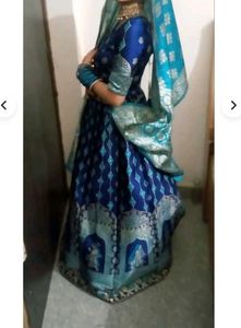 Blue Brocade Lehenga Choli Set