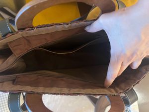 Woven Straw Tote Bag with Wooden Handles