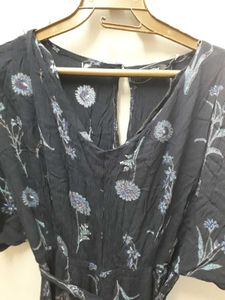 Navy Blue Floral Print Jumpsuit
