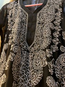 Elegant Black Chikankari Kurta