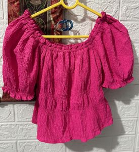 Vibrant Pink Crinkled Top