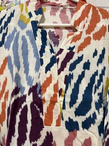 Cream N Brown Abstract Print Kurta
