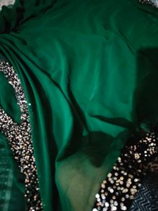 Emerald Green Sequin Saree