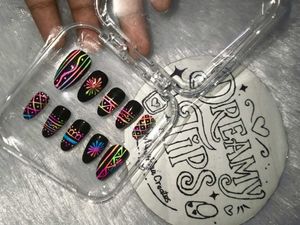 Vibrant Neon Tribal Press-On Nails