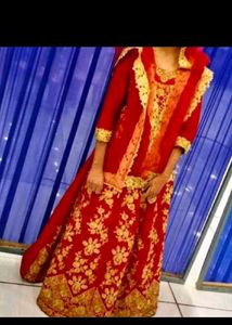 Red & Gold Embellished Lehenga Choli