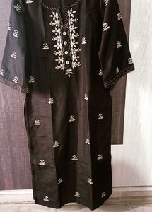 Chanderi Silk Embroided Kurta With Pant Set