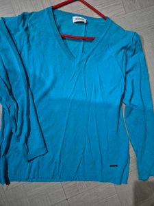 Blue dorotheia V-Neck Knit Top