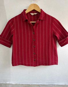 Maroon Red Striped Button up Shirt