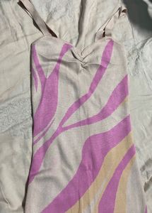 New Pink Patterned Midi Dress