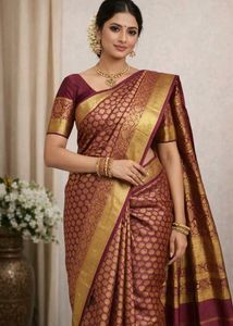 Elegant Maroon & Gold Pattu Sari