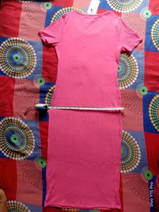 Vibrant Pink Ribbed Bodycon Dress