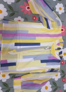 Pastel Striped Quarter Sleeve Chiffon Top