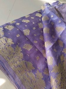 Lavender &amp; Gold Floral Sari