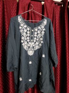 Embroidered Dark Blue Kurta