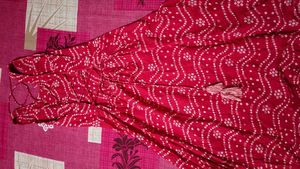 Red Bandhani Print Backless Dress
