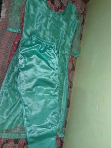 Teal Silk Dress Material