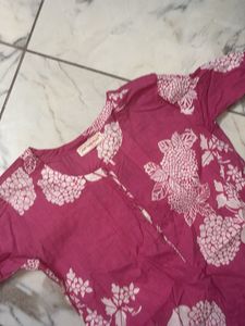 Vibrant Pink Floral Print Kurta