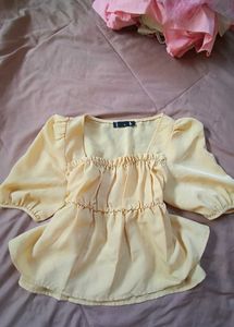 coquette butter yellow ruffle top