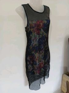 Floral Mesh Sheer Mini Dress