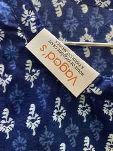 Blue Printed Cotton short Kurta