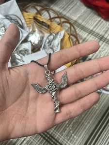Gothic Cross with Rose Pendant Necklace