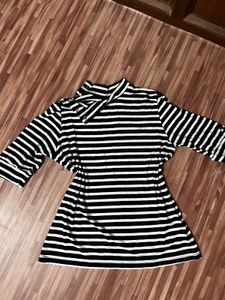 Striped Mock Neck Top