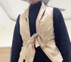 Stylish Beige Tie-Front Vest