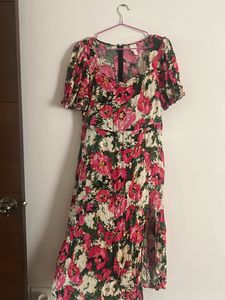 Floral Mini Dress With Side Slit
